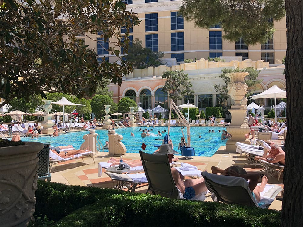 Swimming pool with chair lift at Bellagio Las Vegas.