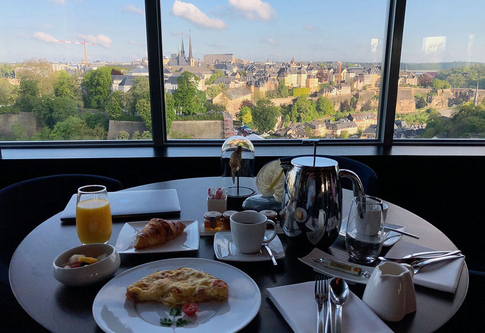 Breakfast with a view at Sofitel Luxembourg.