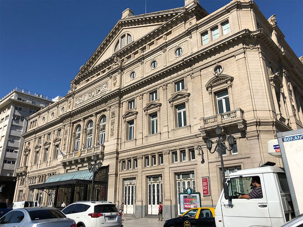 Exterior of the Teatro Colon concert hall.