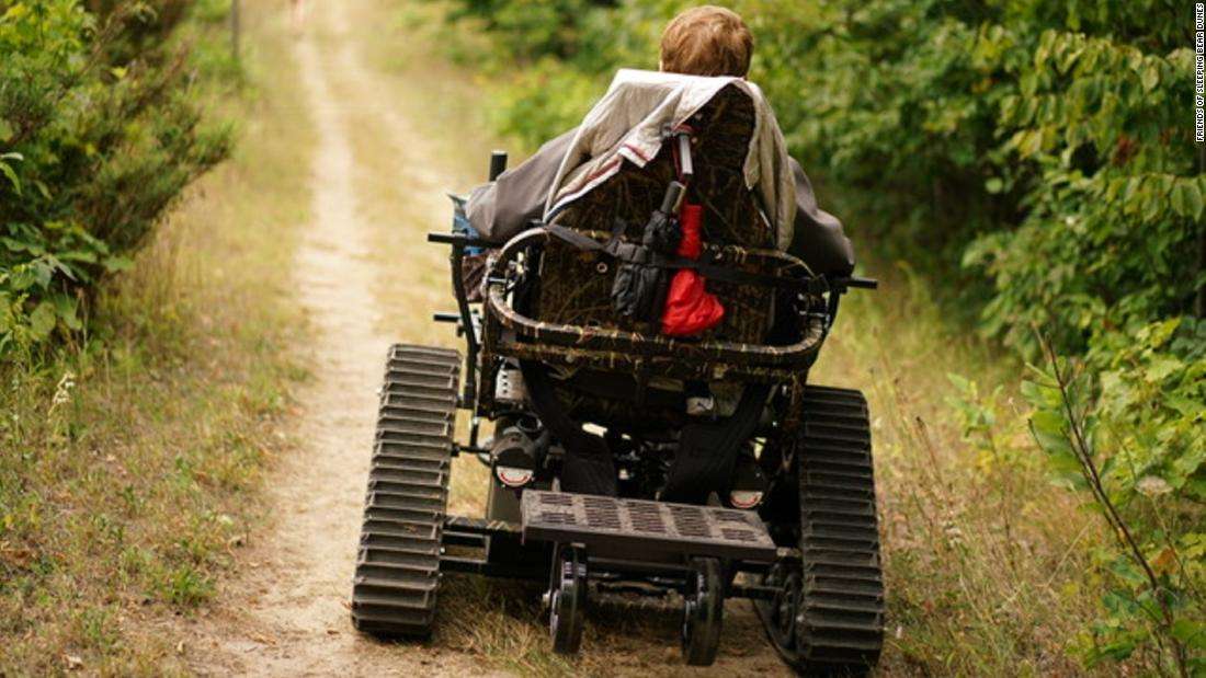 Track chair capable of accessing rough terrain.