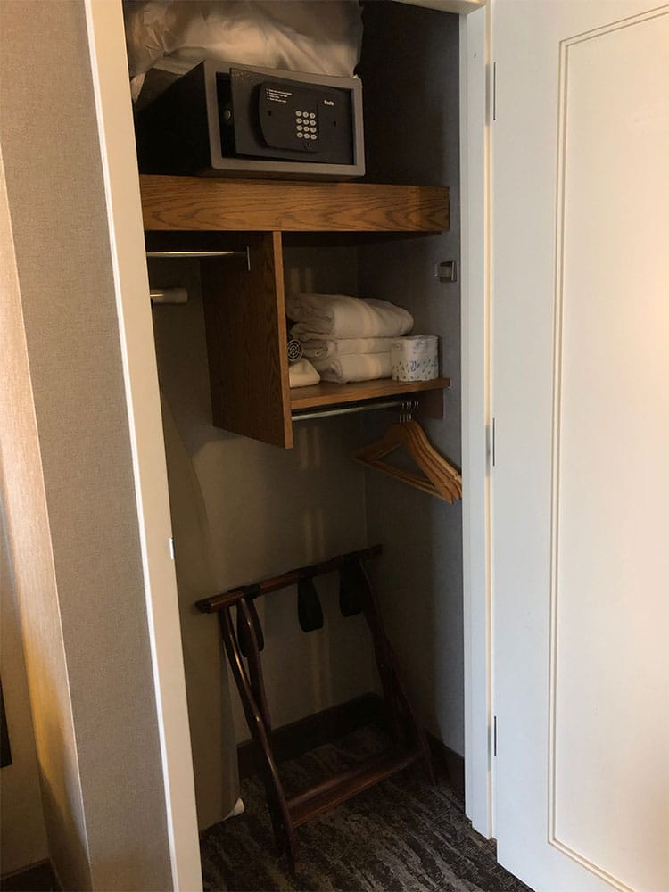 Closet with lowered rod.