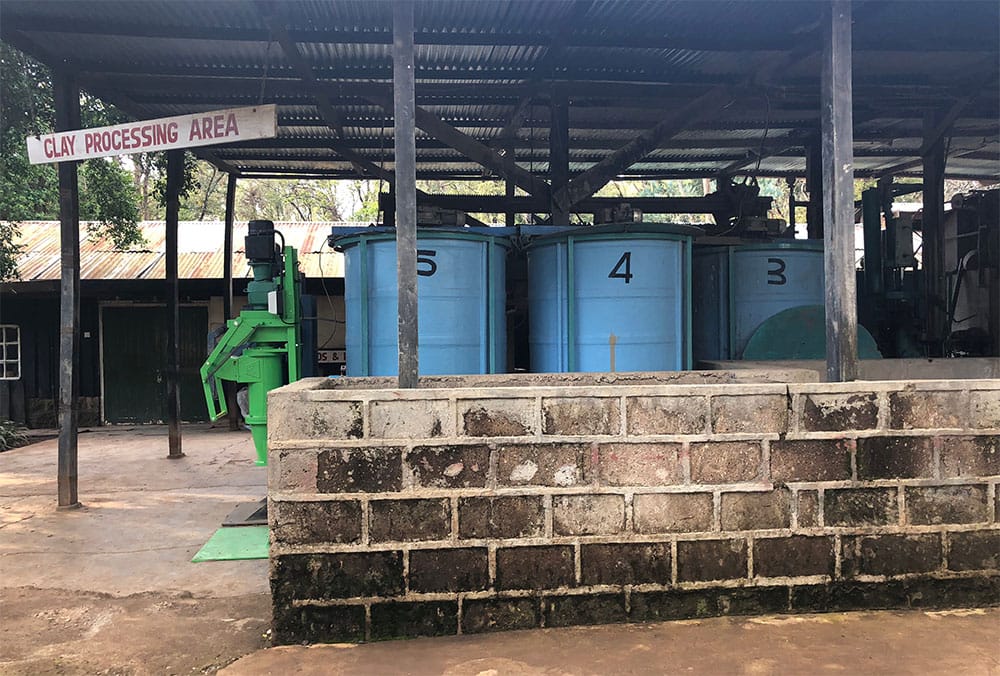 Clay processing center at bead factory.