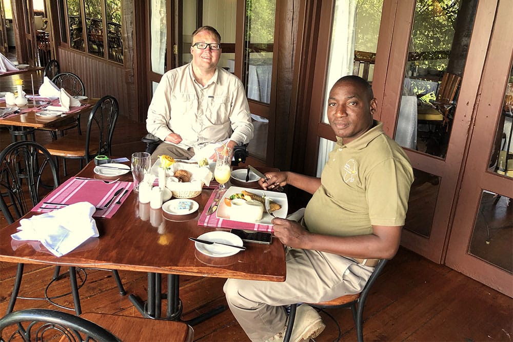 Enjoying lunch with my driver-guide, Rashid, at the Great Rift Valley Lodge.