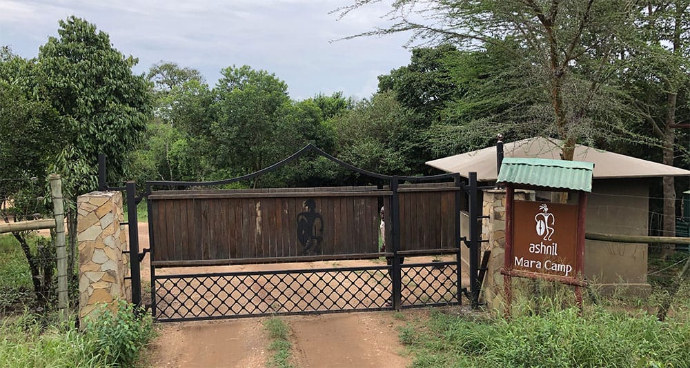 Entrance gate to Ashnil Mara Camp.