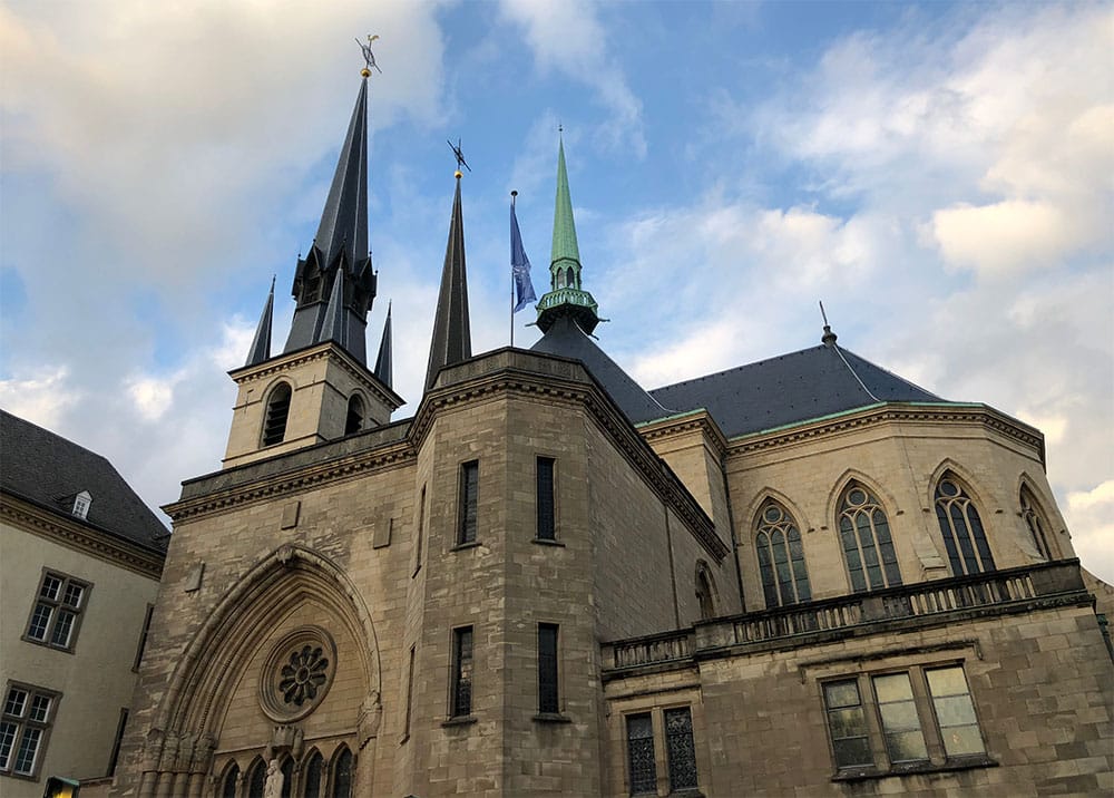 Exterior of the Notre-Dame Cathedral, Luxembourg.