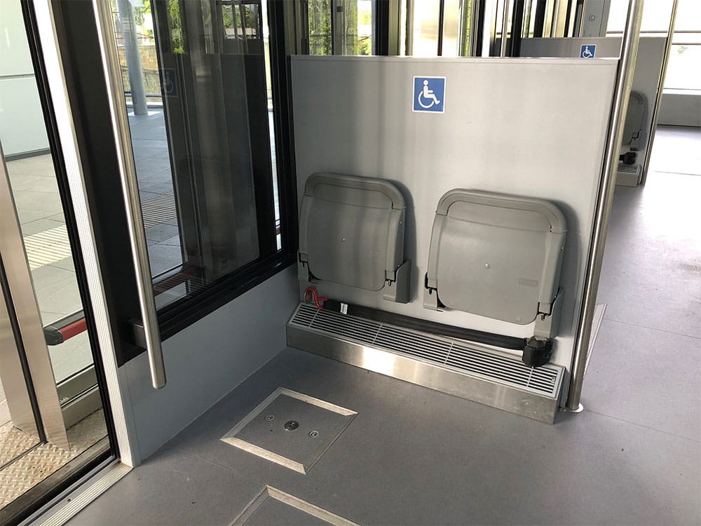 Wheelchair space on Luxembourg funicular.