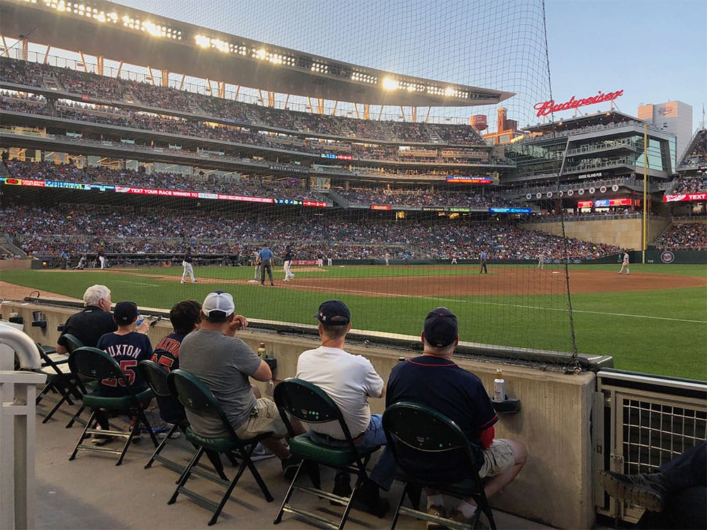 ADA seats on the 1st base line/dugout box.