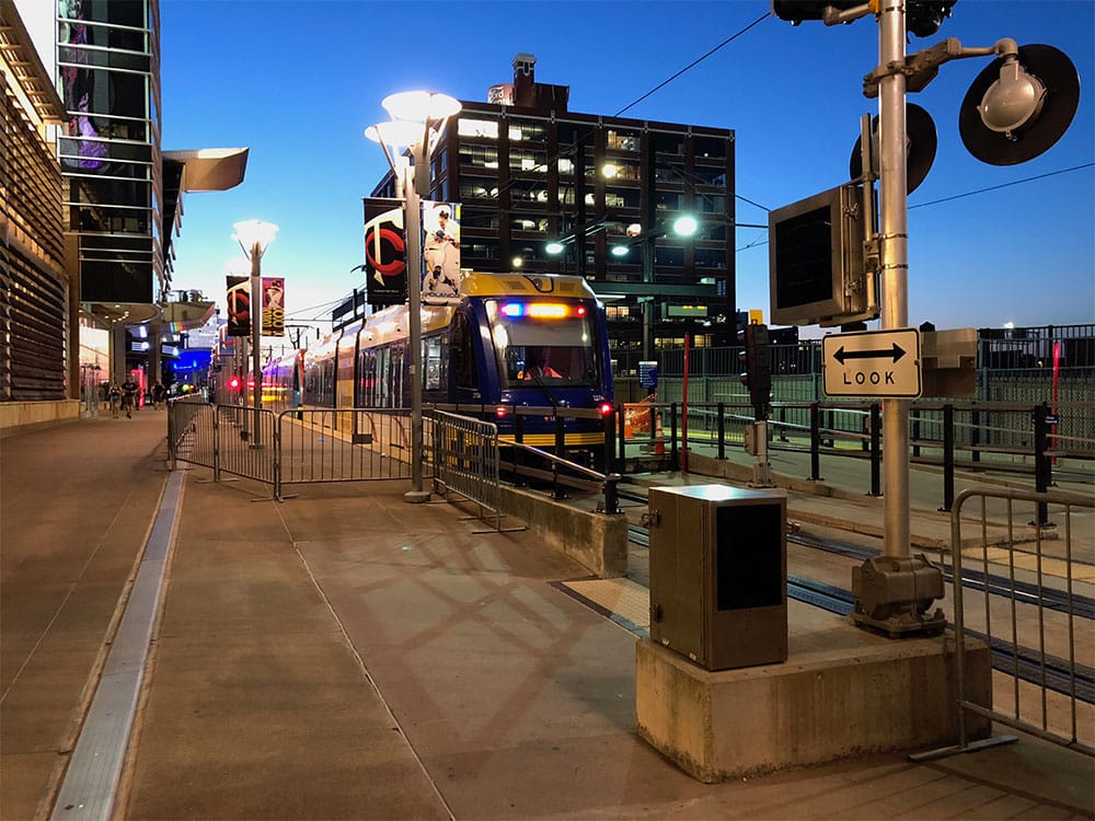 Light rail station at Minnesota Twins ballpark.