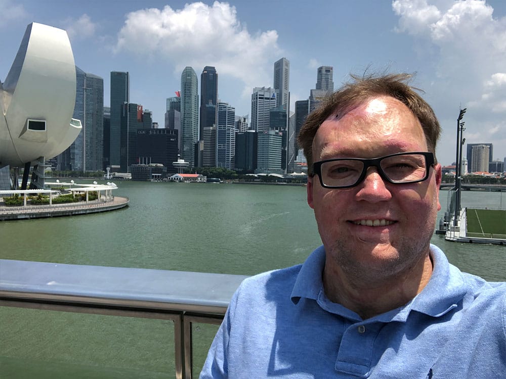 Selfie from the Helix Bridge in Singapore.