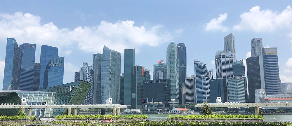 Singapore city skyline.