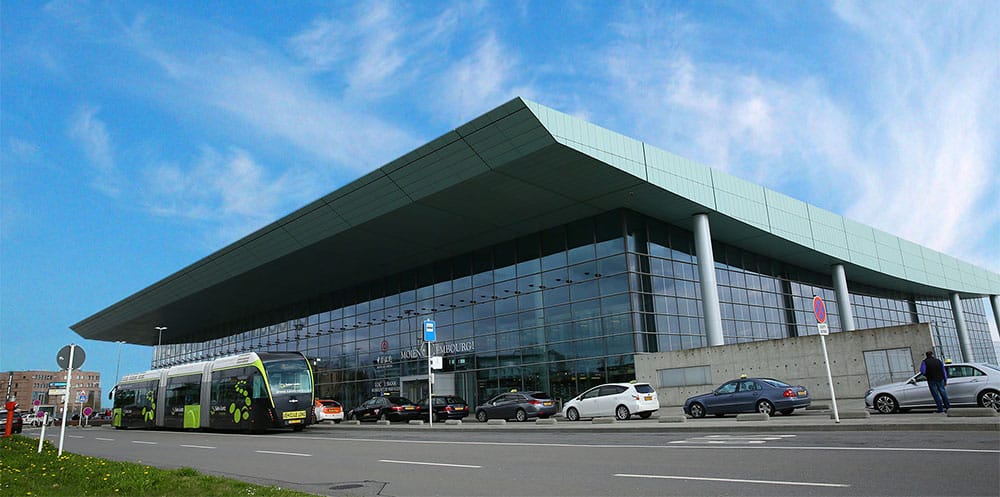 Front facade of Luxembourg Airport.