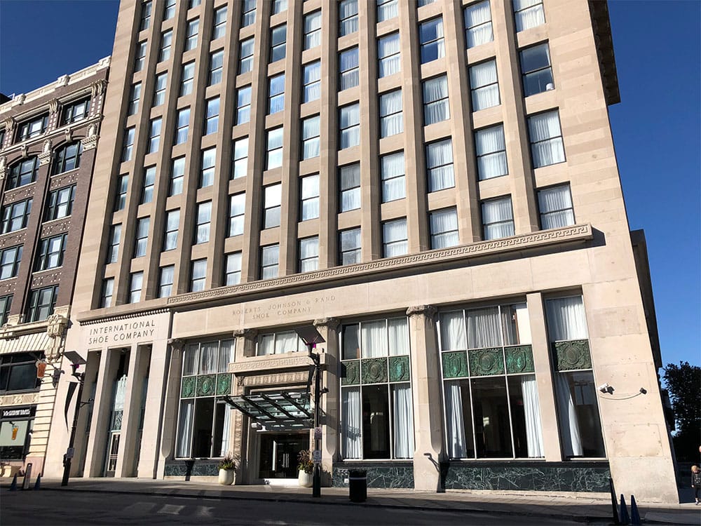 Exterior view of The Last Hotel building in St. Louis.