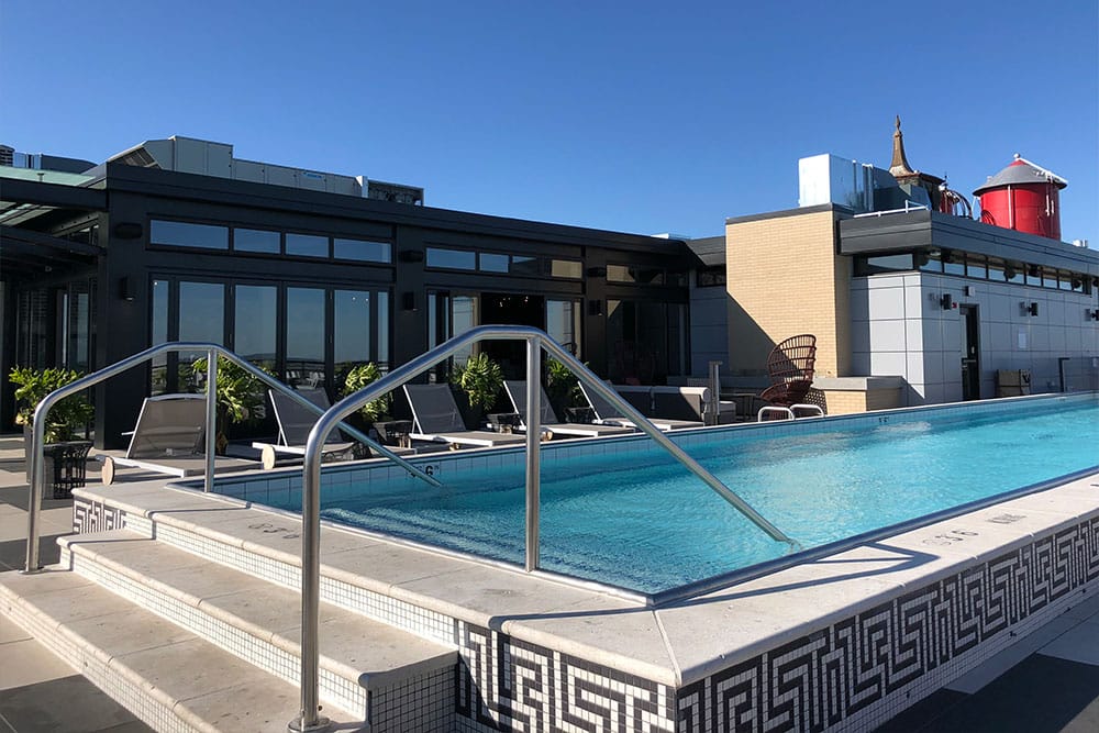 Rooftop swimming pool at The Last Hotel St. Louis.