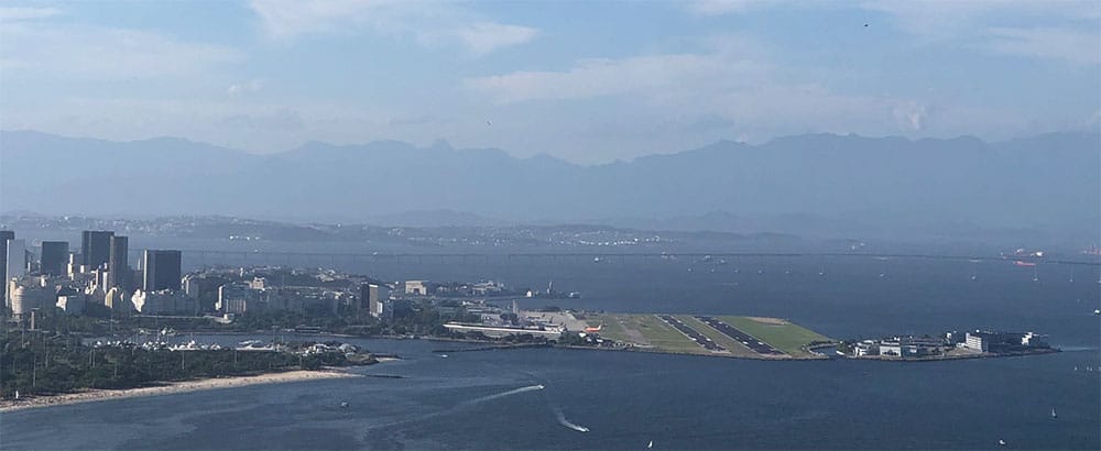 Santos Dumont Airport runways seen from Sugarloaf Mountain.