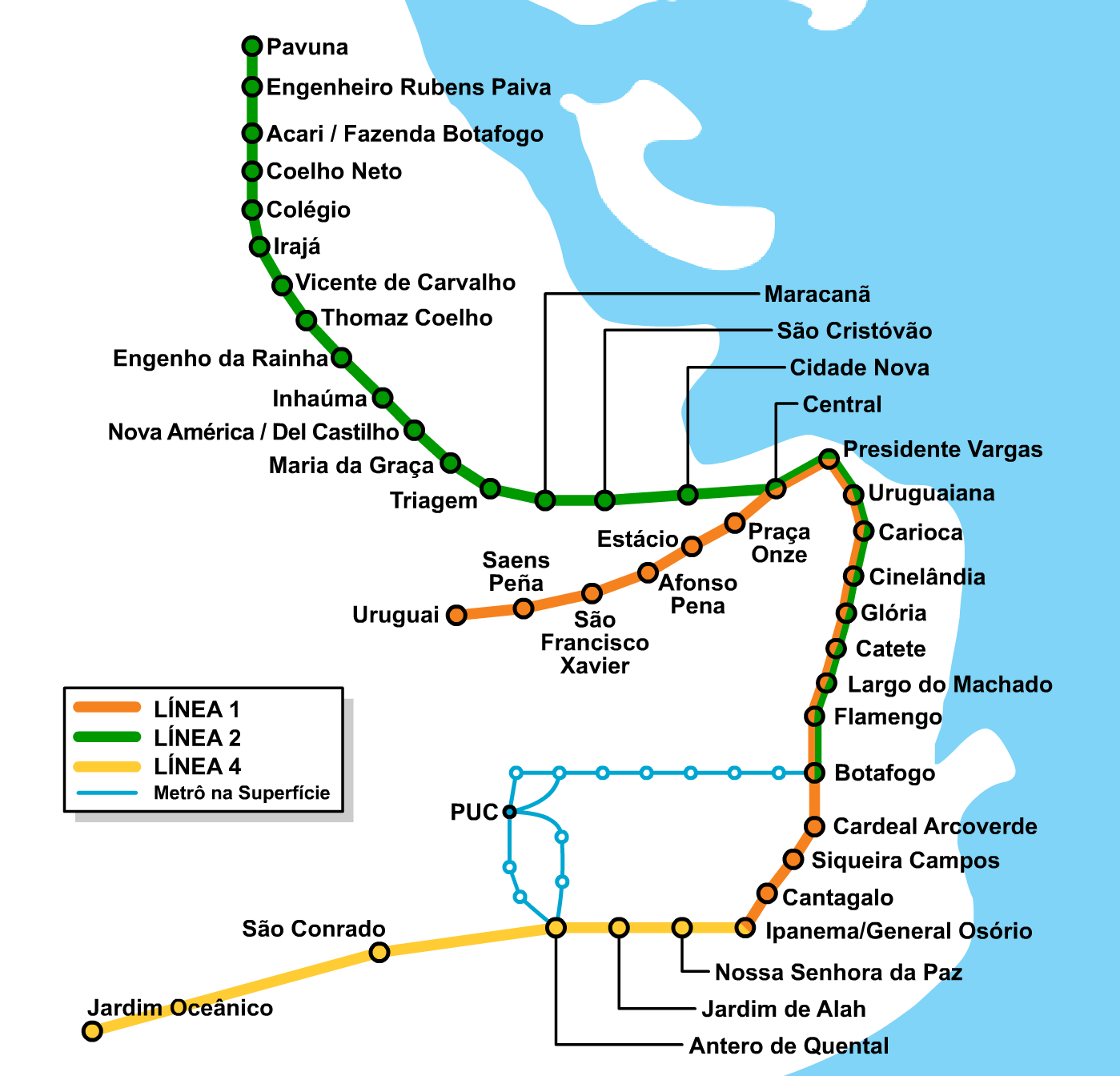 Rio de Janeiro Metro map.