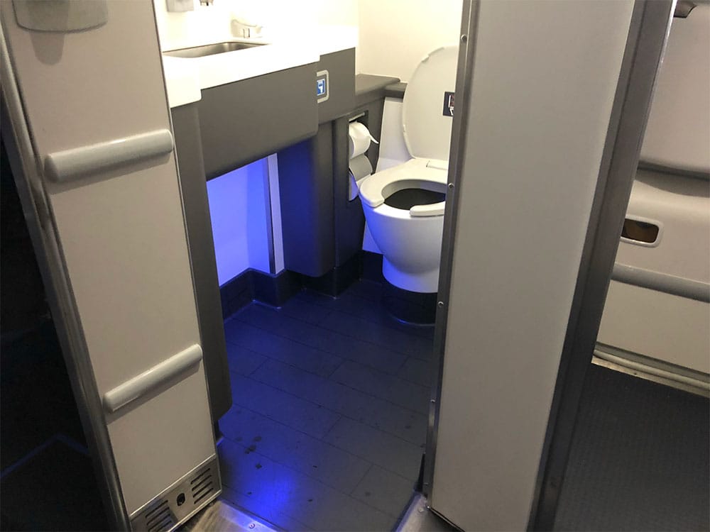 Wheelchair accessible lavatory on Delta's Airbus A220.