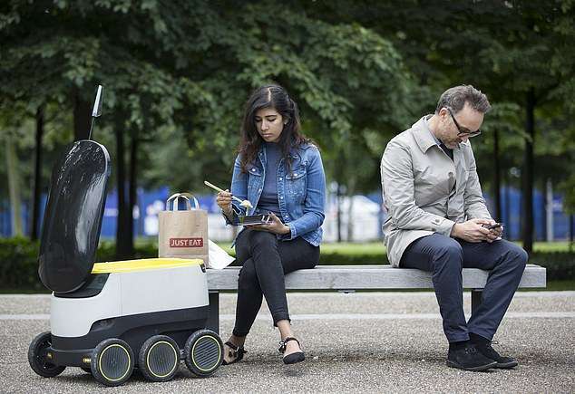 Food delivery robot in London.