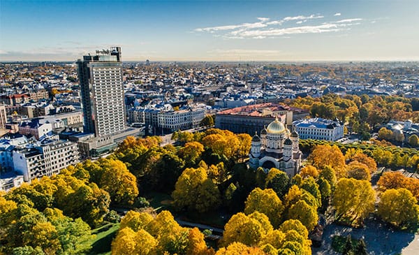 Riga city skyline.