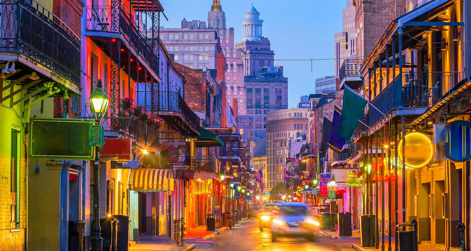 Bourbon Street in New Orleans.