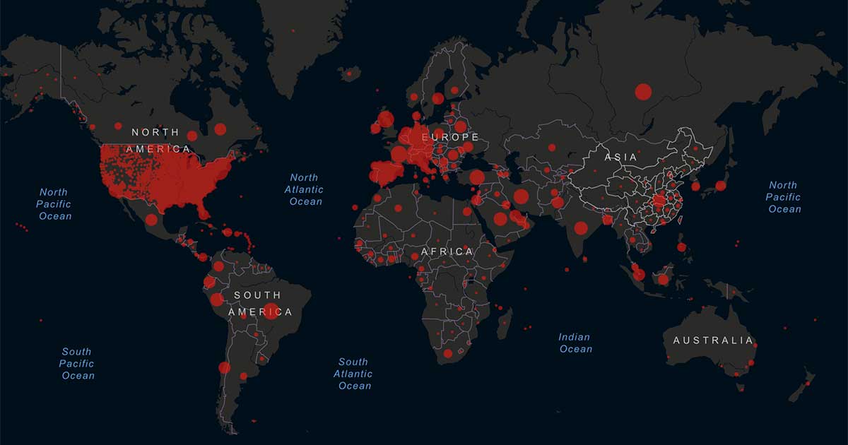 Map of coronavirus cases from Johns Hopkins University.