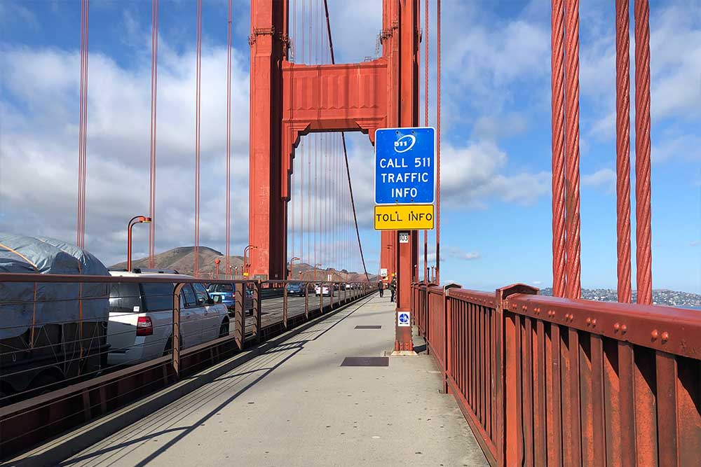 Pedestrian walkway on the Golden Gate Bridge.