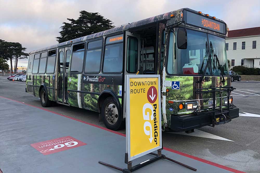 Wheelchair accessible PresidiGo Downtown Shuttle bus.