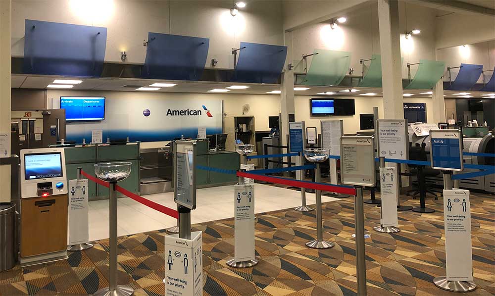 American Airlines check-in desk.