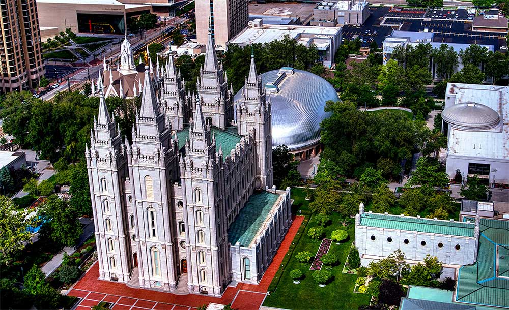 Aerial view of Salt Lake Temple.