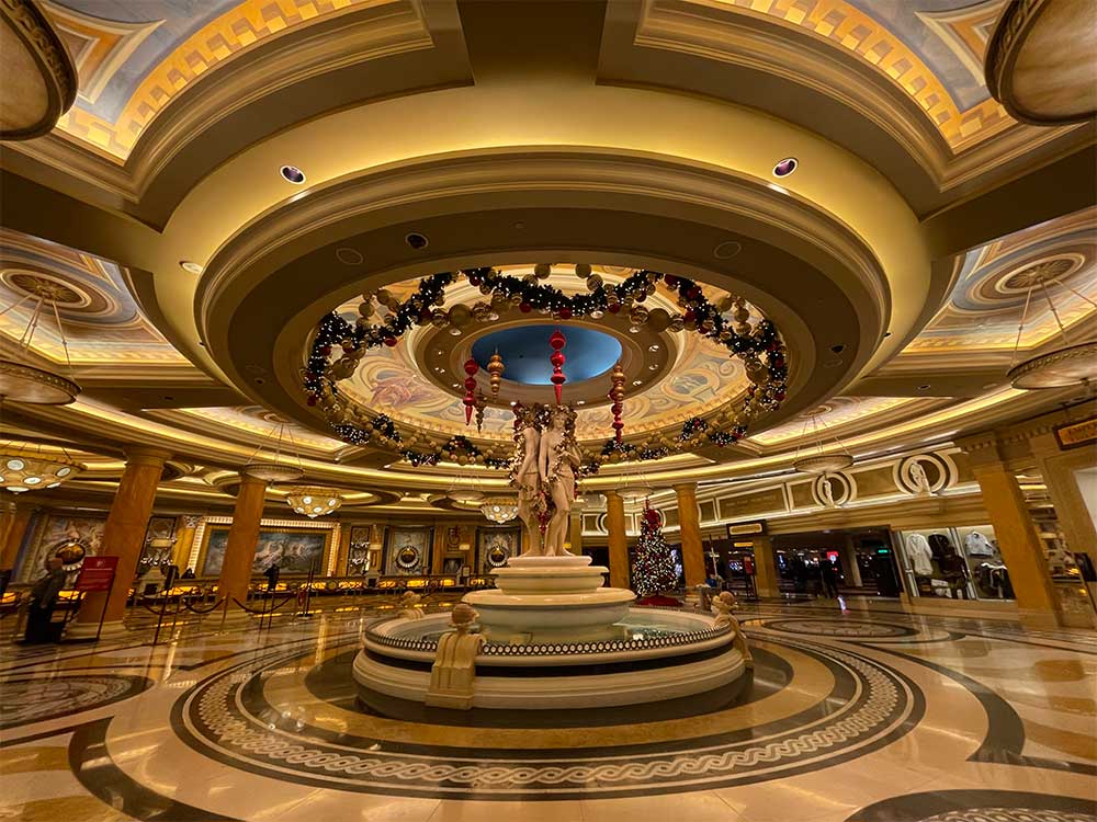 Caesars Palace hotel lobby and registration desk.