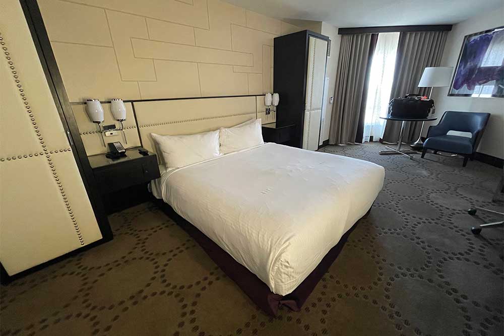 King size bed at Harrah's Las Vegas.