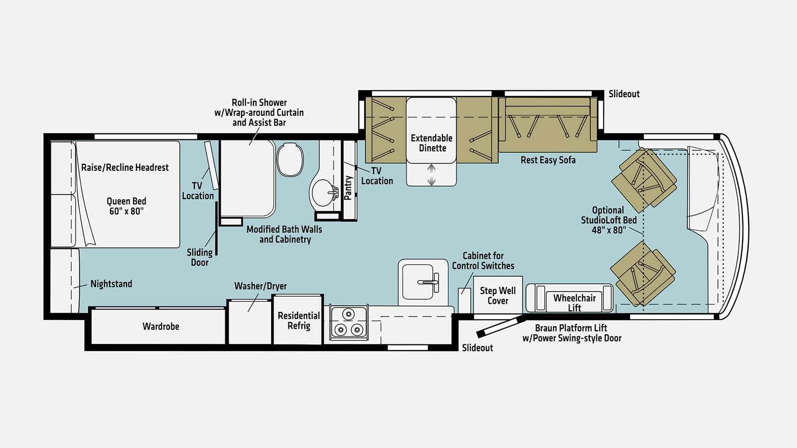 Winnebago Inspire floor plan.