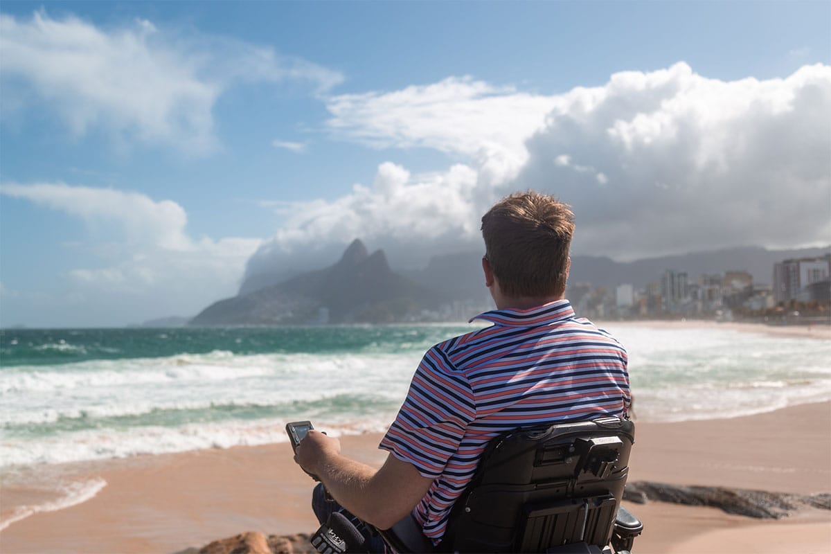 John looking at Ipanema beach and the mountains in the distance.