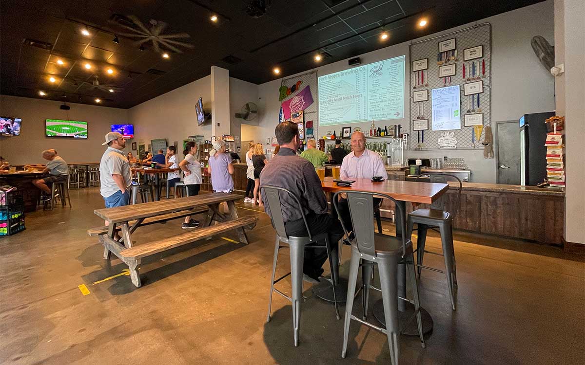 Brewery beer room and bar.