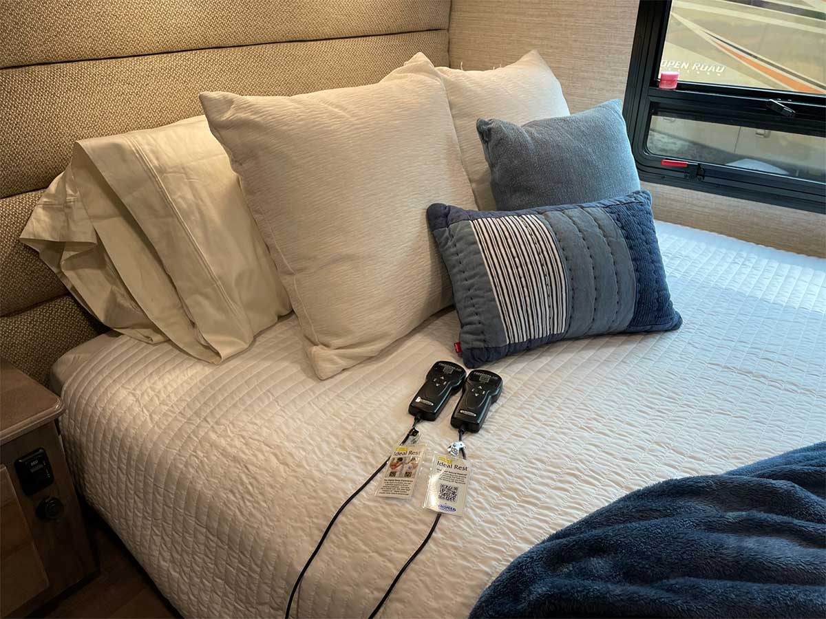 Bed with two adjustable controllers.