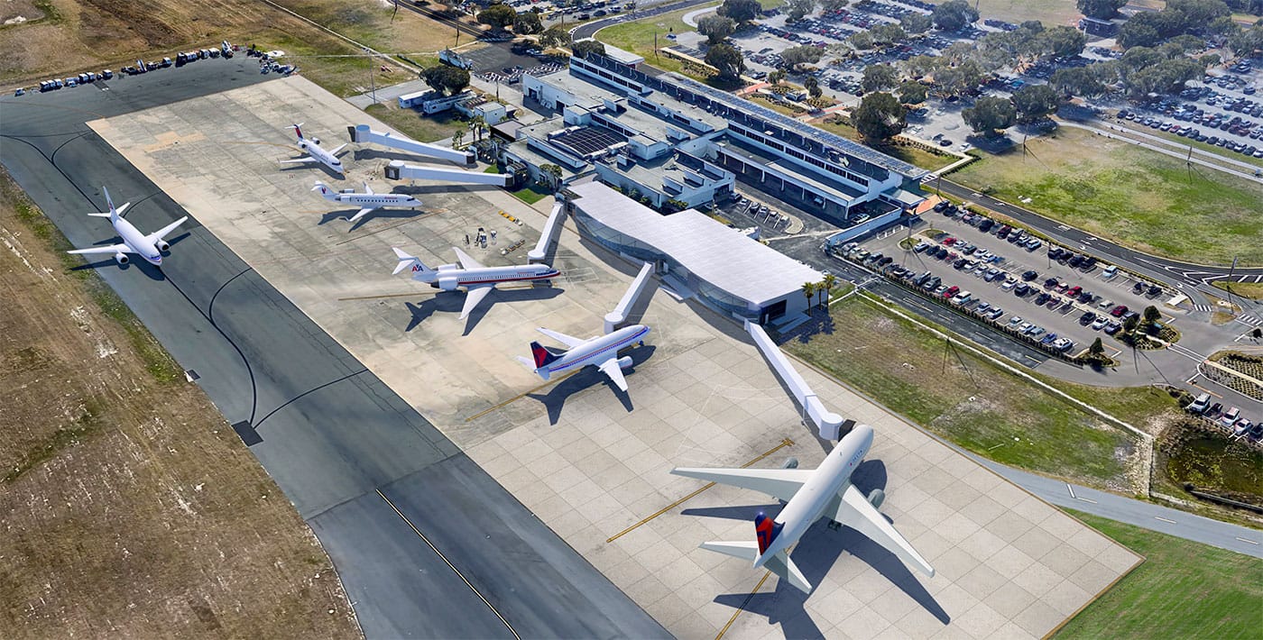 Mockup of the Gainesville Regional Airport terminal expansion.