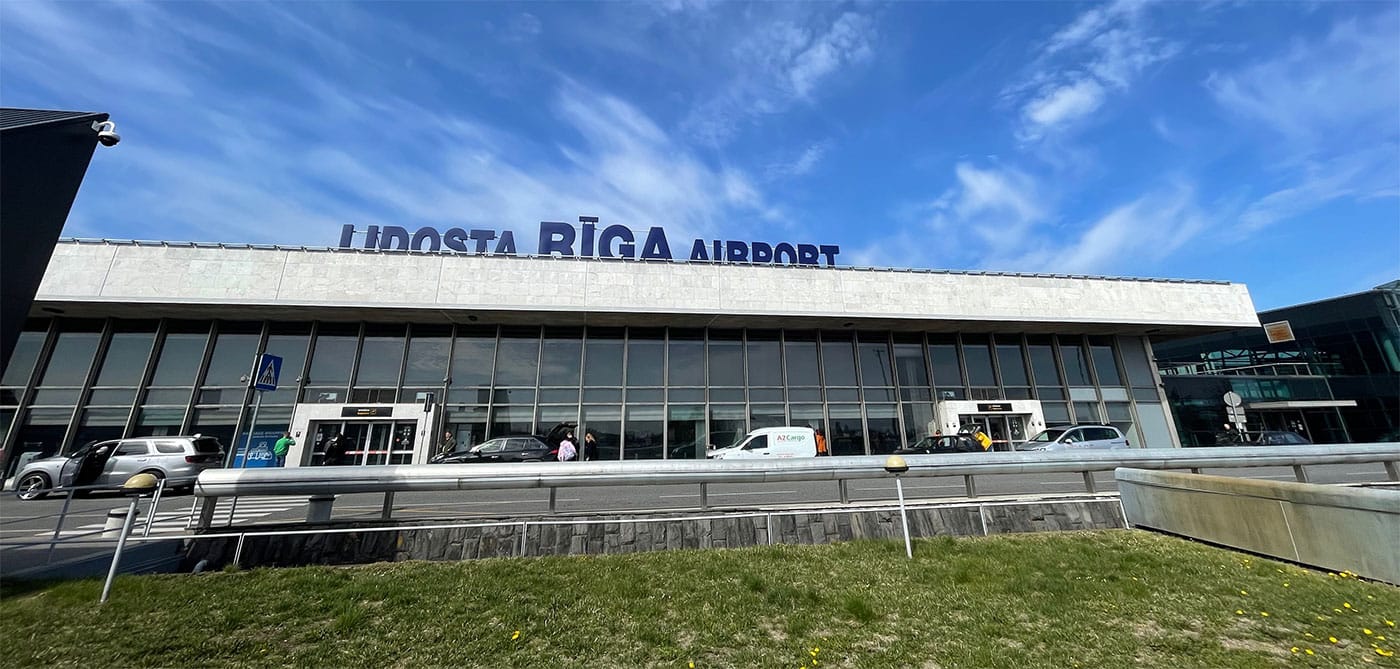 Exterior of the Riga Airport terminal building.