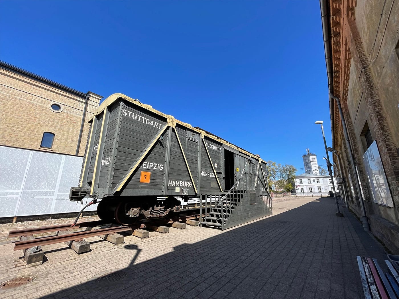 Train car previously used to transport Jews to concentration camps.