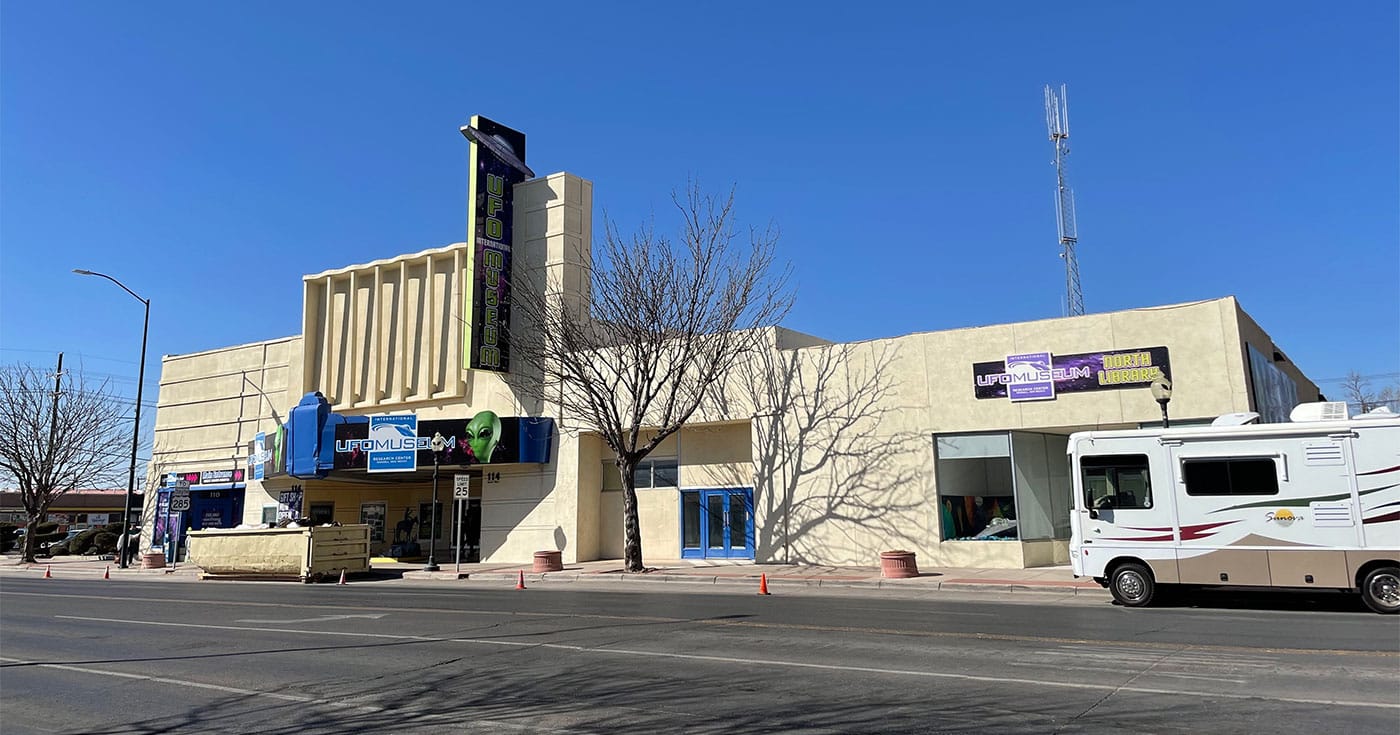 Building exterior of the UFO Museum.