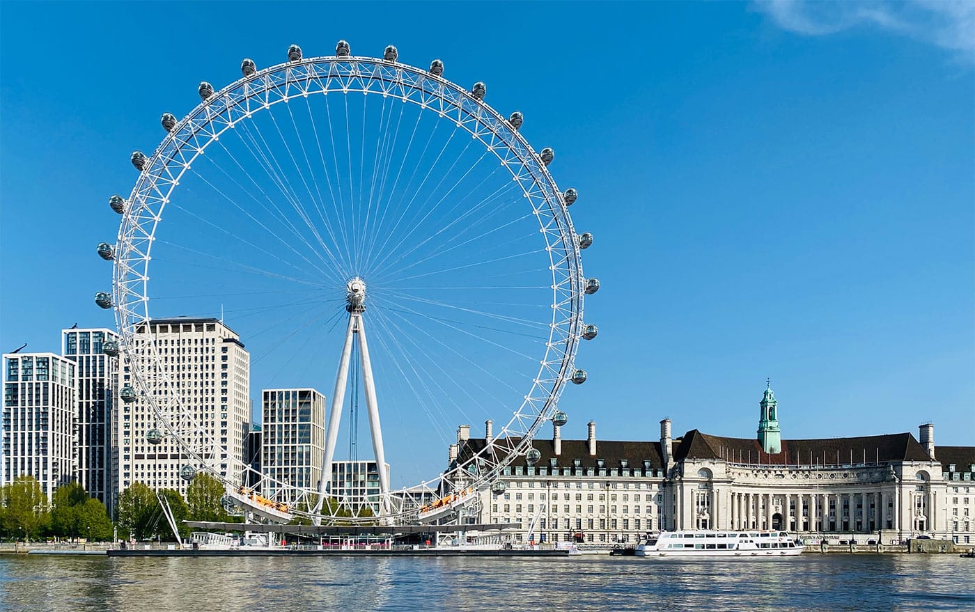 London Eye seen from across the river Thames.