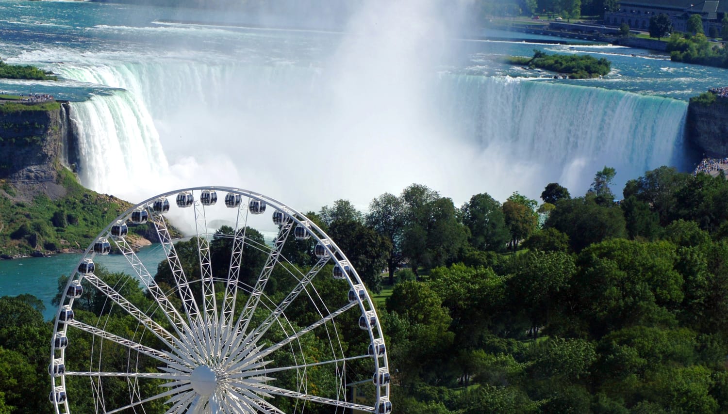 Top of the sky wheel overlooking Niagara Falls.