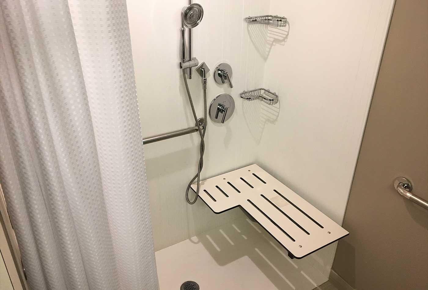 ADA compliant roll-in shower.