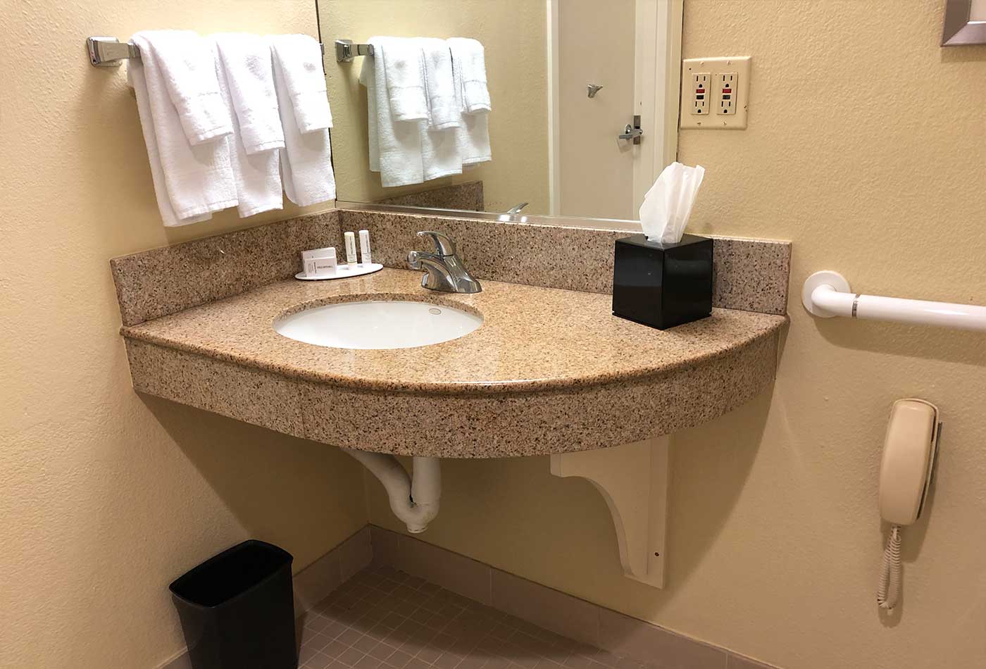 Roll-under bathroom sink.