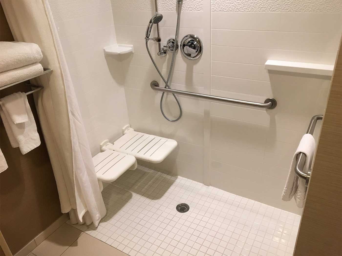 ADA compliant roll-in shower.