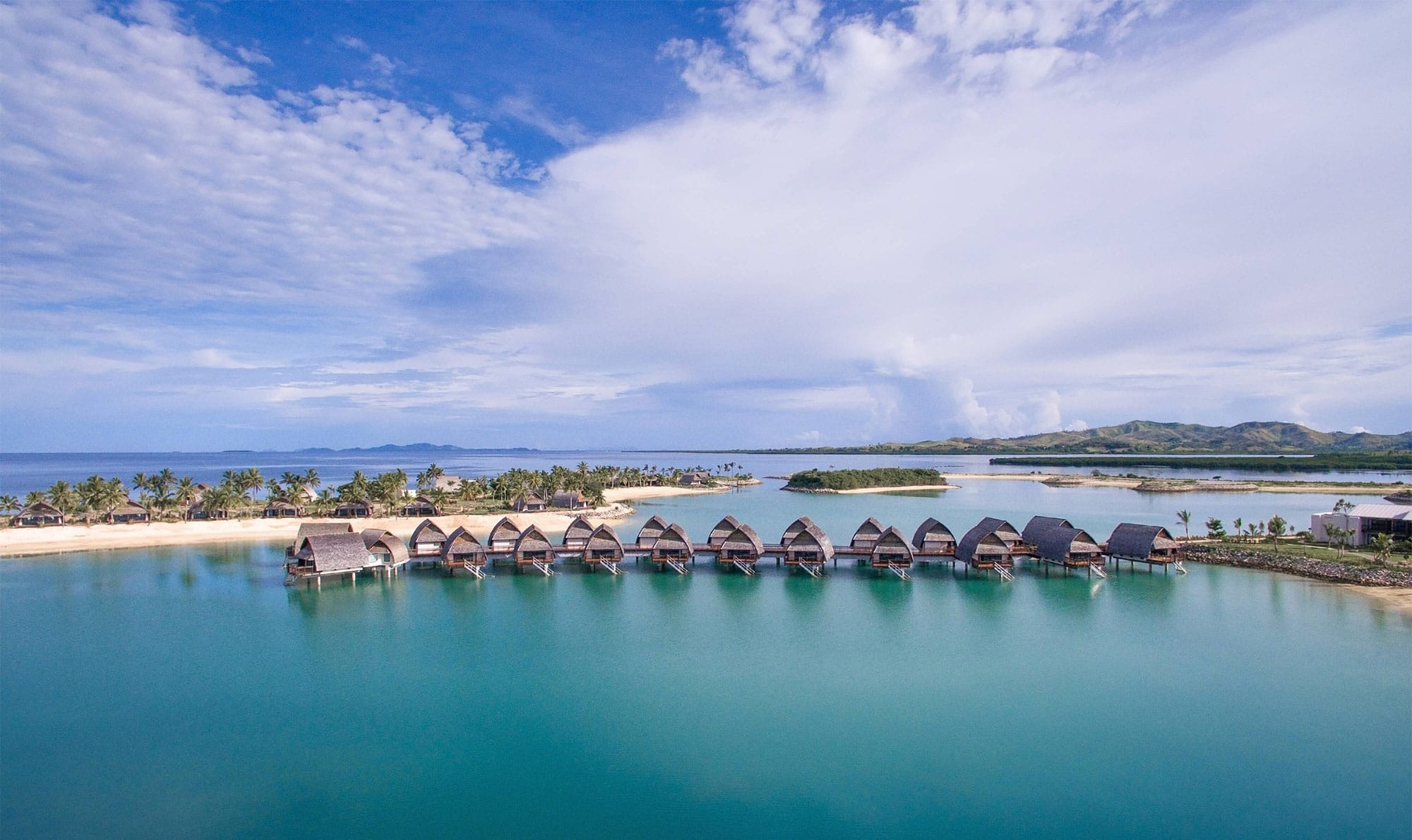 Overwater villas at Fiji Marriott Resort Momi Bay.