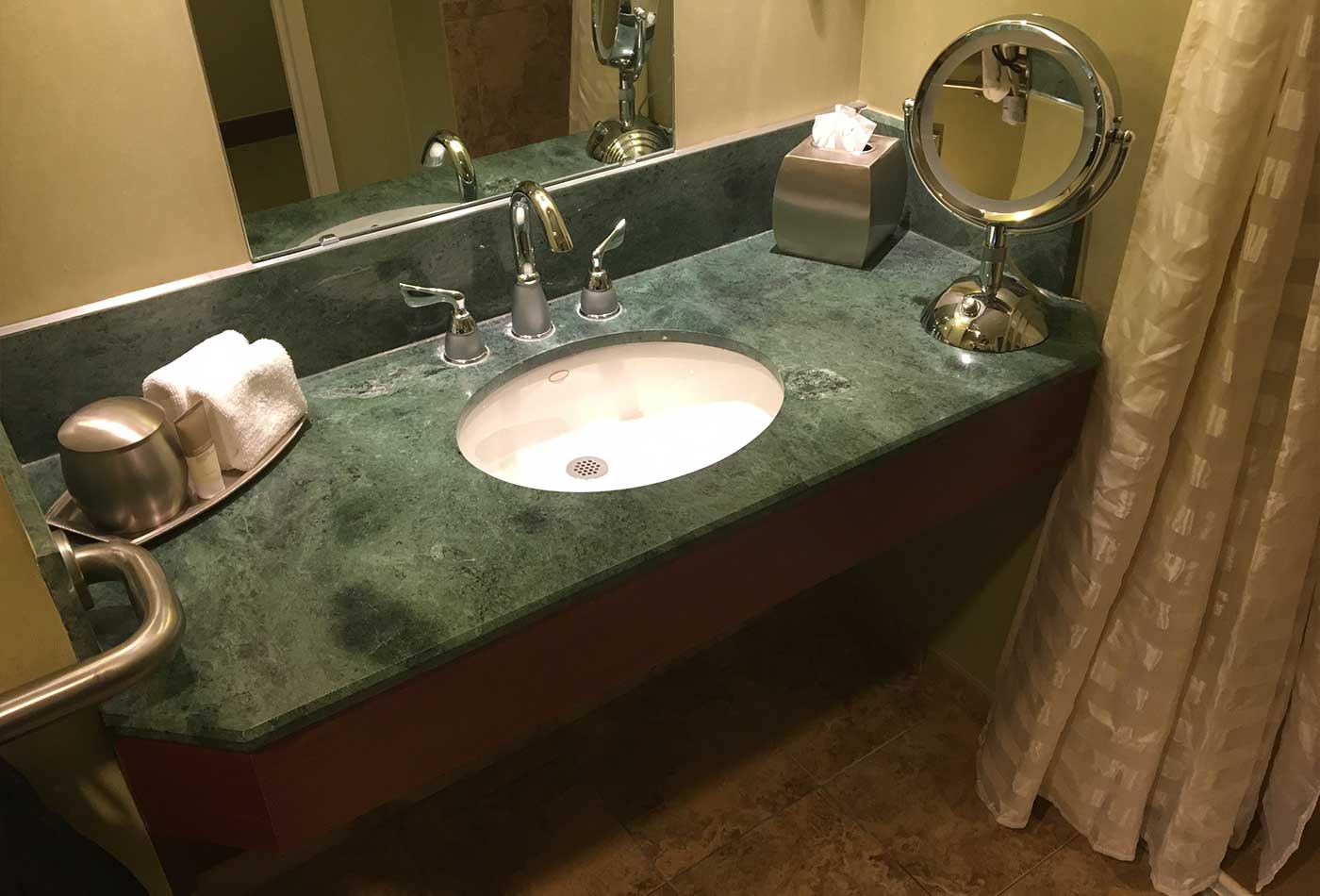 Roll-under bathroom sink.