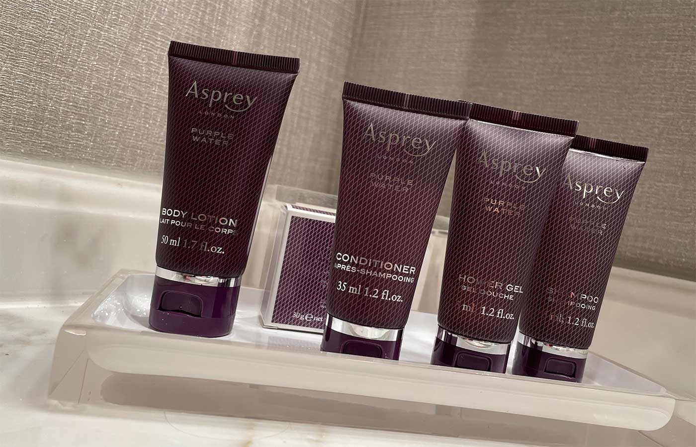 Asprey Purple Water soaps and shampoo.