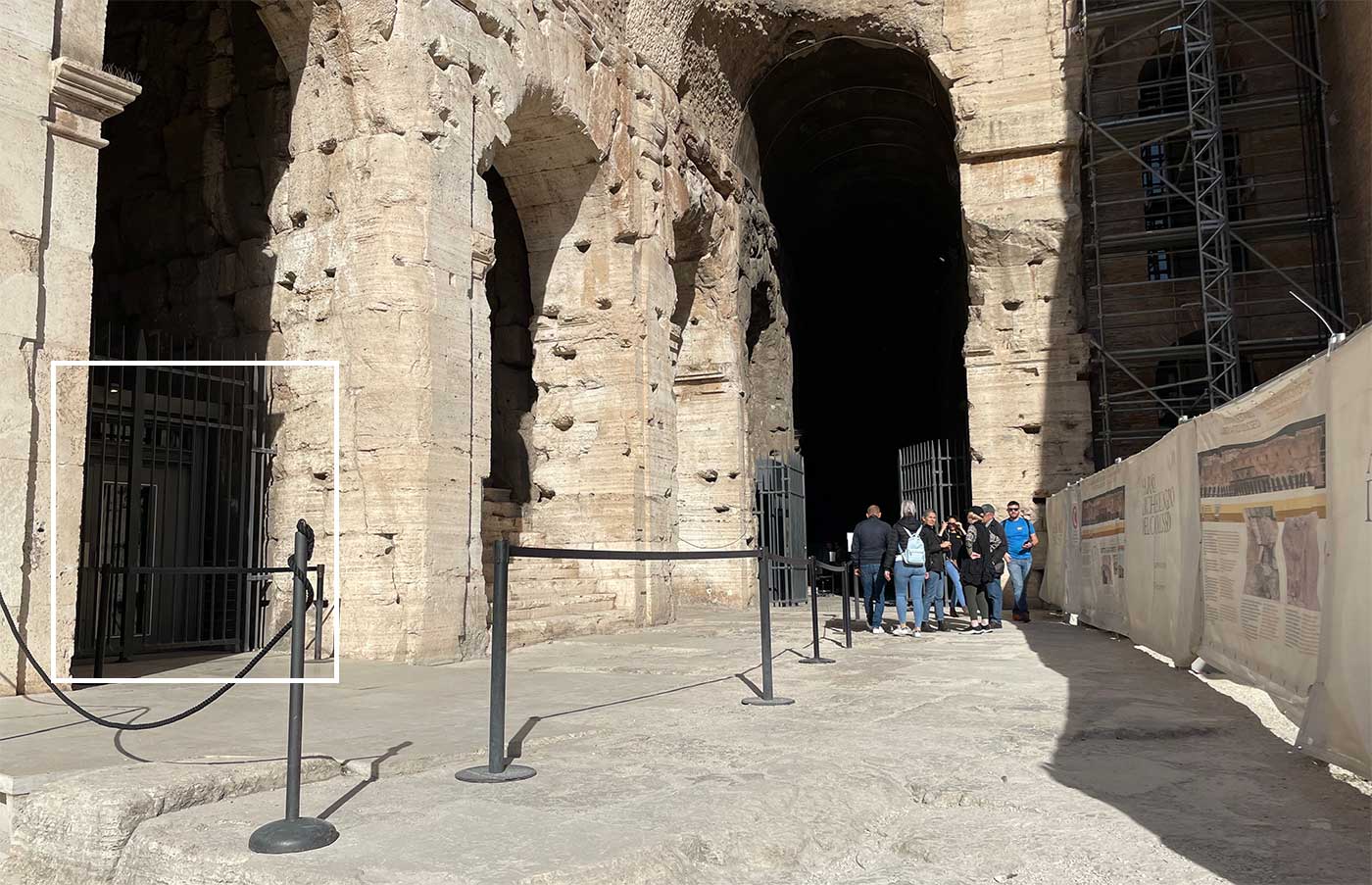 Elevator to access the Colosseum excavations.