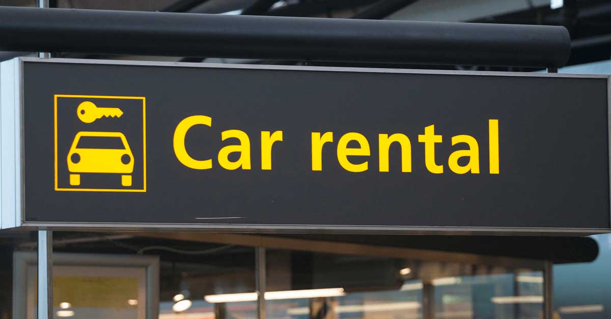 Airport sign for car rental.