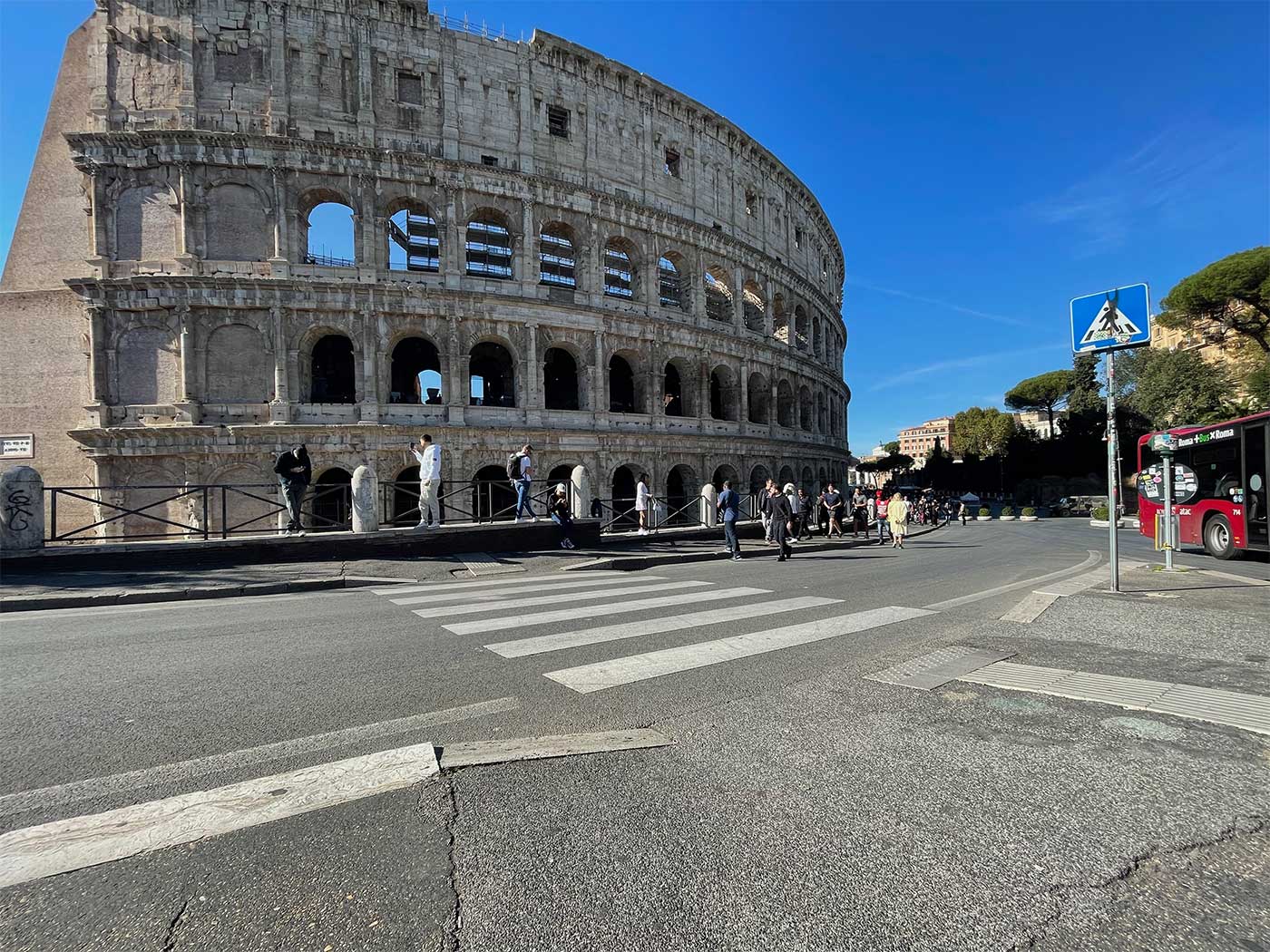 Crosswalk in front of Colosseum.