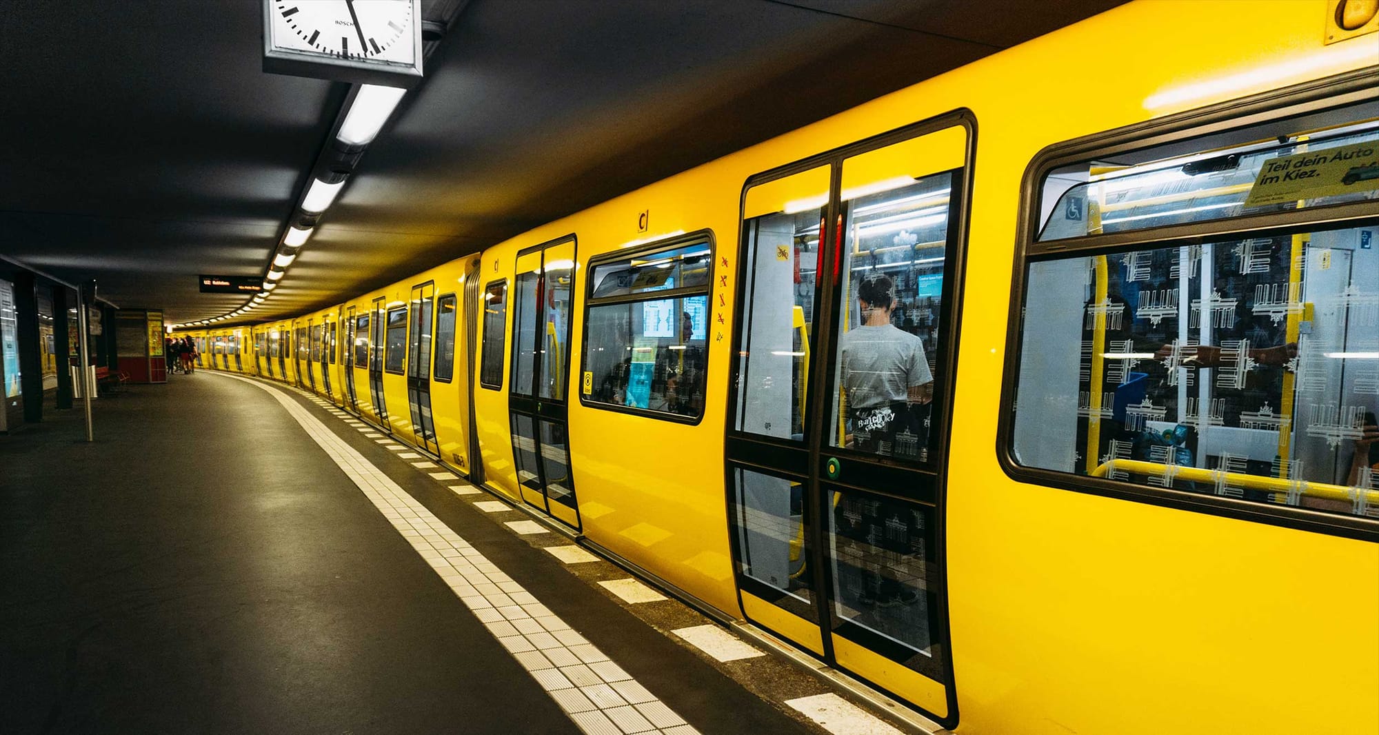 Subway train in Berlin underground station.